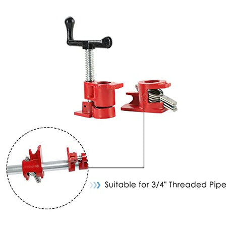 FLKQC 3/4" Wood Gluing Pipe Clamp Set | Pack of 8 Heavy Duty Pipe Clamps Quick Release Metal Pipe Clamp for Woodworking Workbench(8pcs 3/4") FLKQC