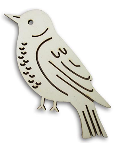 Wooden Birds - Miniature Laser Cut Wood Shapes- Unfinished Natural Wood - 4 Pieces CraftMedley