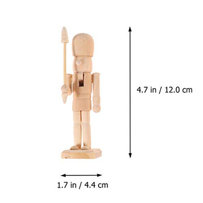 ABOOFAN 6Pcs Christmas Wooden Unfinished Nutcracker Figurines DIY Blank Unpainted Nutcracker Puppet Walnut Soldier Ornament Decoration