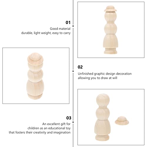 Ciieeo 10pcs Log Villain Montessori Peg Dolls Unpainted Peg Doll DIY Peg People Doll Toy Unfinished Peg Dolls Figurines for Kids DIY Wood Figures Ciieeo