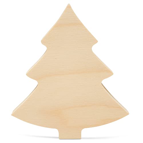 Chunky Christmas Wood Tree Cutout 4-inch, Pack of 5 Small Wooden Tree for Crafts, Christmas Table Decor & Tiered Tray, by Woodpeckers