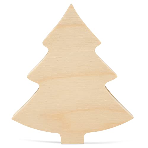 Chunky Christmas Wood Tree Cutout 4-inch, Pack of 5 Small Wooden Tree for Crafts, Christmas Table Decor & Tiered Tray, by Woodpeckers - WoodArtSupply