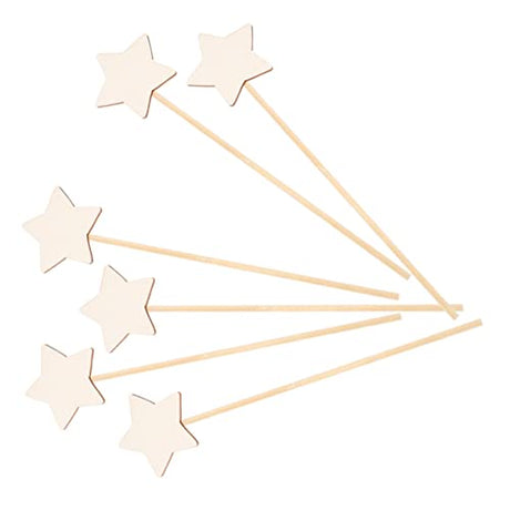 Yardwe 6Pcs Wand Unfinished Wooden Wands DIY Princess Wand kit Girls Costume Accessories Fairy Wood Wands Princess Party Decorations Fairy Sticks Yardwe