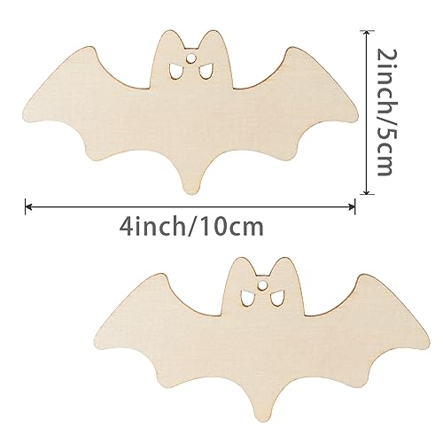 Unfinished Flying Bats Wood Bats Shaped DIY Wood Halloween Blank Wood with Twines Art Unfinished Ornaments for Halloween Christmas Wedding Birthday Zontween