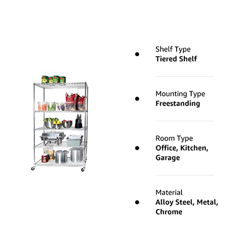 Seville Classics UltraDurable Heavy Duty NSF Solid Steel Wire Rack Storage Unit Organizer for Garage, Warehouse, Office, Restaurant, Classroom, Seville Classics