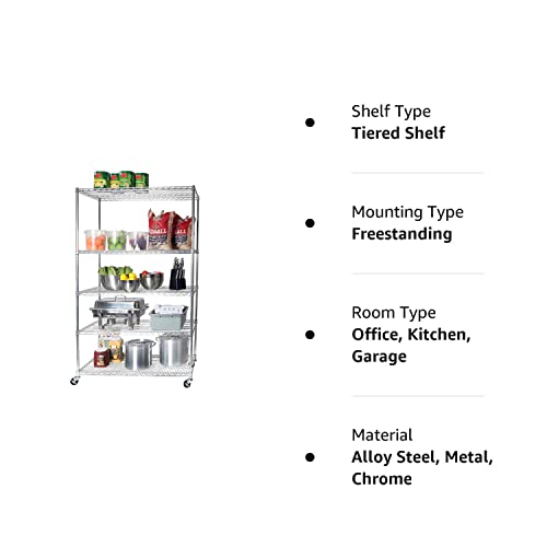 Seville Classics UltraDurable Heavy Duty NSF Solid Steel Wire Rack Storage Unit Organizer for Garage, Warehouse, Office, Restaurant, Classroom, - WoodArtSupply