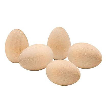 UUYYEO 10 Pcs Unpainted Wooden Eggs Unfinished Easter Wood Craft Eggs Flat Bottom Fake Eggs for Easter Small - WoodArtSupply