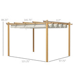 Outsunny 10' x 12' Retractable Pergola Canopy, Wood Grain Aluminum Pergola, Outdoor Sun Shade Shelter for Grill, Garden, Patio, Backyard, Deck, Cream Outsunny