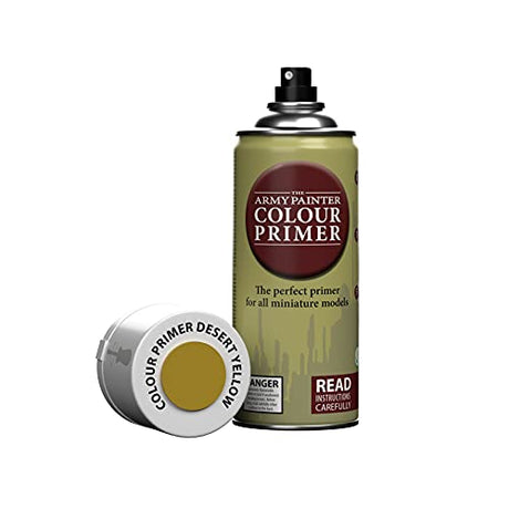 The Army Painter Color Primer Spray Paint, Desert Yellow, 400ml, 13.5oz - Acrylic Spray Undercoat for Miniature Painting - Spray Primer for Plastic The Army Painter