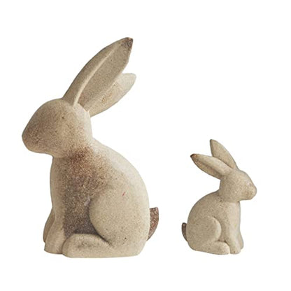 2 Pairs Drawing Rabbit Educational Rustic Easter Desktop Table Shop Decorations Living Spring Animal Statue Figure Favors Wood Cutout Peg White Paint - WoodArtSupply