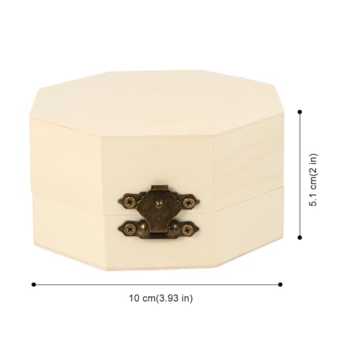 balacoo 3pcs Unfinished Wooden Boxes Hexagon Wooden Box Vintage Storage Box Storage Case Jewelry Box Trinket Container with Hinged Lid (Wood Color)