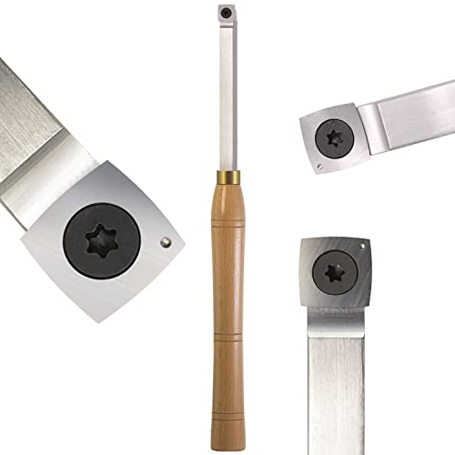 Rougher Woodturning Lathe Carbide Tipped Bended Chisel Tool with 15mm-R150 Square Carbide Insert, 16 inch Length Dirtech