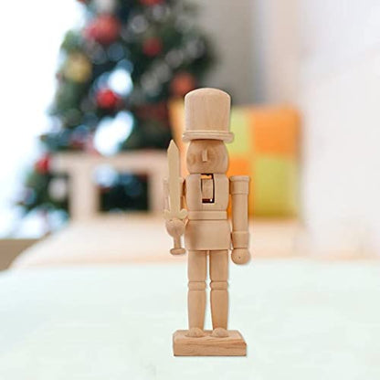 Wood Nutcracker Figurines Unfinished Nutcracker Puppet Nutcracker Soldier for Christmas Decorations,Xmas Tree,Table Decor