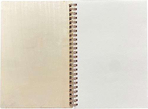 4 Pieces B6 Wooden Cover Sketchbook 80 Blank Pages Jounal Notebook 7 x 5 in Blank Spiral Notebook for Crafts Cregugua