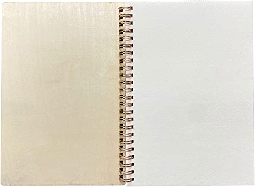 4 Pieces B6 Wooden Cover Sketchbook 80 Blank Pages Jounal Notebook 7 x 5 in Blank Spiral Notebook for Crafts - WoodArtSupply