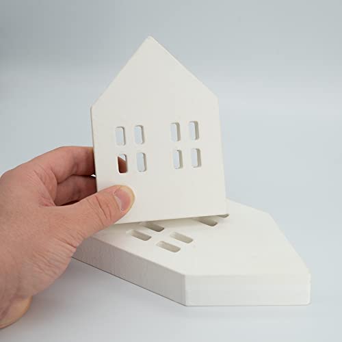 TFoRibbon House Shaped Wooden Sign Block Farmhouse Home Sign Tiered Tray Decor 2 Pack (White) Melostu