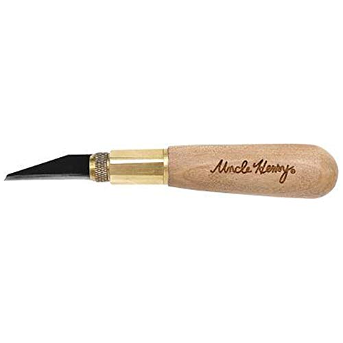 Uncle Henry 22UH Deluxe Wood Carving Kit with 10 Interchangeable High Carbon S.S. Blades, Secure 3-Way Brass Attachment System, Detail Knife Tool for Uncle Henry