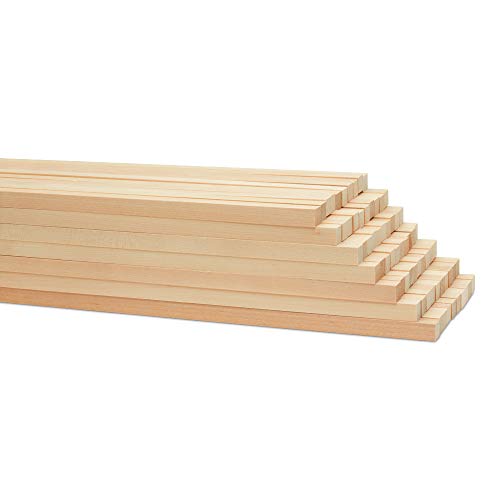 Square Wood Dowel Rod 36" x 1/2" Pack of 10 Square Wooden Dowel Sticks for Crafts and DIY Birch Hardwood by Woodpeckers