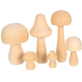 VILLCASE 6pcs Unfinished Wooden Mushroom, Various Sizes Mushroom Natural Mini Wood Mushrooms Figures for Craft Projects and DIY Home Mushroom Decor VILLCASE