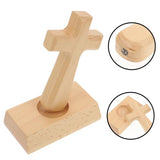 Yardenfun 1 Set Wooden Cross Table Altar Cross Wood Standing Latin Cross Wood Cross Centerpiece Unfinished Wood Cross Decorative Cross for Desk Table Yardenfun