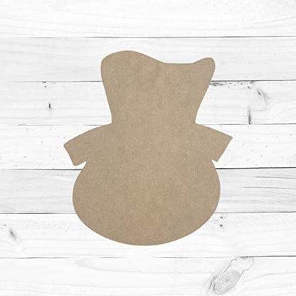 Snowman Head with Hat DIY Wooden Craft Shape, Unfinished Cutout, Paintable MDF Cutout