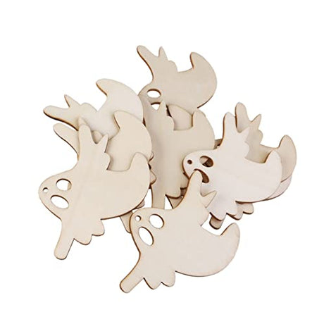 EXCEART 10pcs Halloween White Wood Ghost Craft Halloween Wood Cutouts White Labels House Accessories for Home Wooden Tags Crafts Ornament Wood Crafts EXCEART