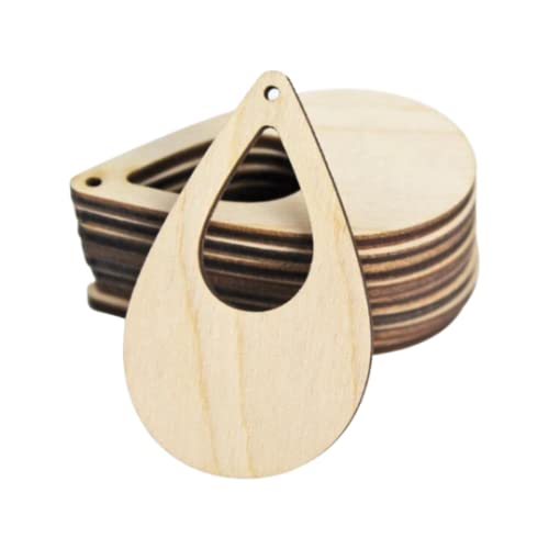 ALL SIZES BULK (12pc to 100pc) Unfinished Wood Wooden Laser Cutout Teardrop with cut out Dangle Earring Jewelry Blanks Charms Shape Crafts Made in Texan Wood Crafts