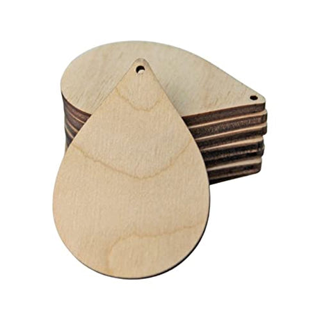 ALL SIZES BULK (12pc to 100pc) Unfinished Wood Laser Cutout Solid Wide Teardrop Dangle Earring Jewelry Blanks Shape Crafts Made in Texas Texan Wood Crafts