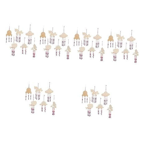 Yardwe 36 Sets DIY Wooden Wind Chime Wooden Hanging Wind Chimes Unfinished Wind Chimes Kids Art Toys Animal Wind Bell DIY Wood Wind Chimes Build Wind Yardwe