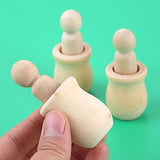 10PCs Wood Peg Dolls Wooden Figures, Mini People Unfinished Wooden DIY Craft Toy Set Decoration Unpainted Blank Wooden Peg People, Nesting Set Peg Yetaha