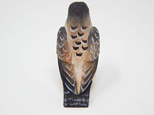 Selsela Peregrine Falcon Hawk - Small Wood Art Figurine - Falconry Kestrel Bird of Prey Unique Art Carving Decoration Miniature Animals Selsela