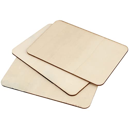 JEUIHAU 150 PCS 4 x 6 Inch Rectangle Unfinished Wood Pieces, Blank Wooden Cutout Tiles with Rounded Corners Wood Squares for Crafts, DIY, Decoration,