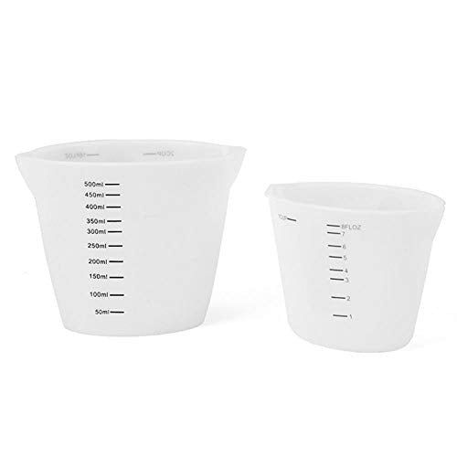 2-piece Set Of 500ml And 250ml Silica Gel Measuring Cup, Reusable Silica Gel Non Stick Cup, Suitable For Mixed Debugging, Pouring, Epoxy Resin - WoodArtSupply