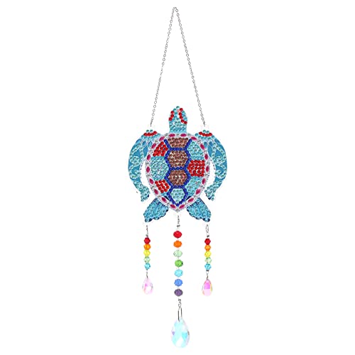 5D Diamond Painting Animal Wind Chimes, Sea Turtle Diamond Paint by Number Kits Hanging Pendant with Chain for Home Wall Window Decor, Adults Kids Bairdish