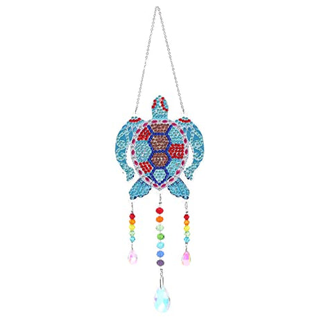 5D Diamond Painting Animal Wind Chimes, Sea Turtle Diamond Paint by Number Kits Hanging Pendant with Chain for Home Wall Window Decor, Adults Kids Bairdish