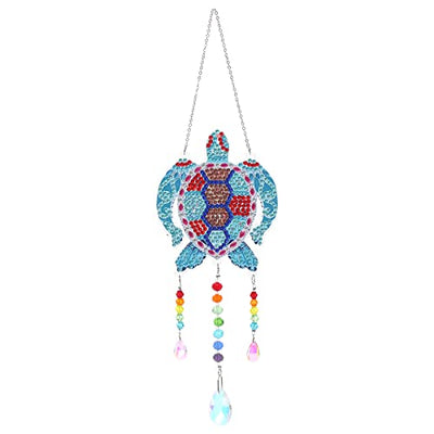 5D Diamond Painting Animal Wind Chimes, Sea Turtle Diamond Paint by Number Kits Hanging Pendant with Chain for Home Wall Window Decor, Adults Kids