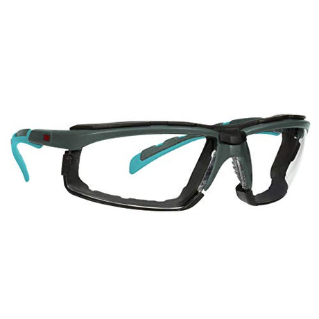 3M Safety Glasses, Solus 2000 Series, ANSI Z87, Scotchgard Anti-Fog Anti-Scratch, Clear Lens, Gray/Teal Frame, Removable Foam Gasket 3M