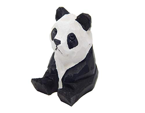 Selsela Panda Figurine Decor Bear Handmade Statue Miniature Wood Art Wall Carved Small Animal Selsela