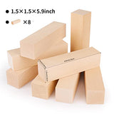 8 Pack Basswood Carving Blocks 6 X 1.5 X 1.5 Inch, Large Whittling Wood Carving Blocks Cubes Kit for Kids Adults Beginners or Expert, Fowecelt