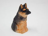 German Shephard Dog Puppy Figurine - Miniature 2 Inch Wood Carving Handmade Home Decor Small Animal Garden Statue Pet Canine Hound Selsela