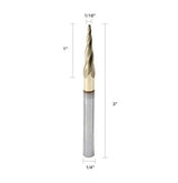 PANHAM 1/16 Inch Ball Nose Upcut CNC Spiral Router Bit 5.4 Degree Tapered Angle for 2D and 3D Wood Carving Solid Carbide ZRN Coating 4 Flutes,1/16"X PANHAM