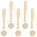 Toyvian Unfinished Mini Wooden Baseball Bats and Balls Unpainted Wood Baseball Bats for Scrapbooking and DIY Craft Projects Toyvian