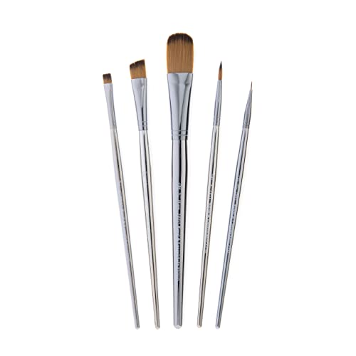 Royal & Langnickel Zen 5pc Standard Handle Brush Set, Includes - Oval Wash, Angular, Round, Chisel & Liner Brushes - WoodArtSupply