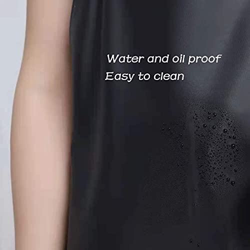 RUIBOLU Waterproof Rubber Vinyl Black Work Apron 43" Adjustable Bib for Dishwashing, Lab, Butcher, Garden,Dog Grooming aprons.1 PACK - WoodArtSupply