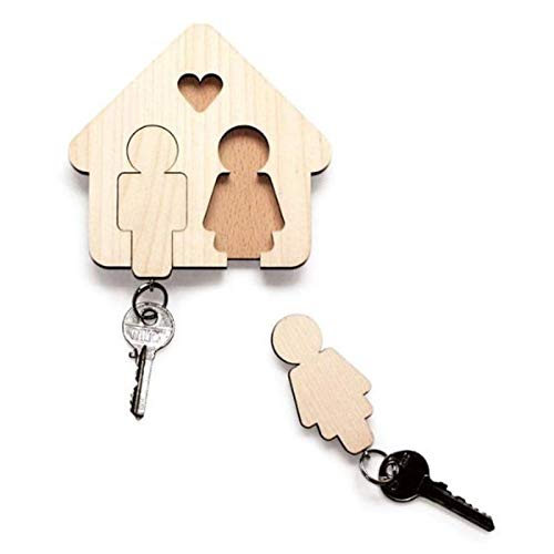 House Shape Wooden Wall Key Holders Wood Key Hook Unfinished Wood Wall Decoration 6”x6” - WoodArtSupply