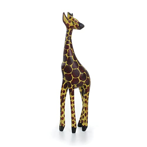 Shophaven African Giraffe Wood Statue, Giraffe Hand Carved Wood Decor, Giraffe Sculpture, Handmade African Art - WoodArtSupply