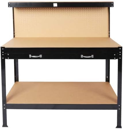 ACONEE 48x24 in Workbench, Garage Workbench with Storage, 300lbs Load Capacity, Tools Multipurpose Workbench with Bottom Shelf Storing, 2 Drawer, - WoodArtSupply