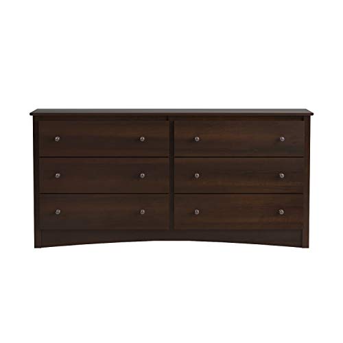 Prepac Fremont Bedroom Furniture: Espresso Double Dresser for Bedroom, 6-Drawer Wide Chest of Drawers, Traditional Bedroom Dresser, EDC-6330-V, 59"W - WoodArtSupply