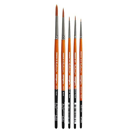 KINGART Radiant Taklon Brushes, Series 6000 Round, Set of 5,Brown KINGART