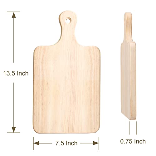 LZMS 4 Pcs Medium Wood Cutting Board - Kitchen Chopping Boards for Bread, Cheese, Vegetabes & Fruits with Handle - Eco-Friendly Board for Health